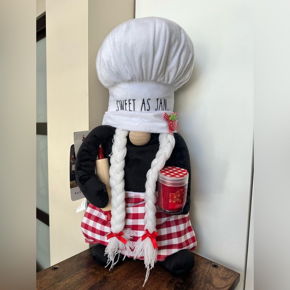 Rae Dunn Accessories - Rae Dun. Sweet as Jam Chef Gnome with Red Checkered Skirt